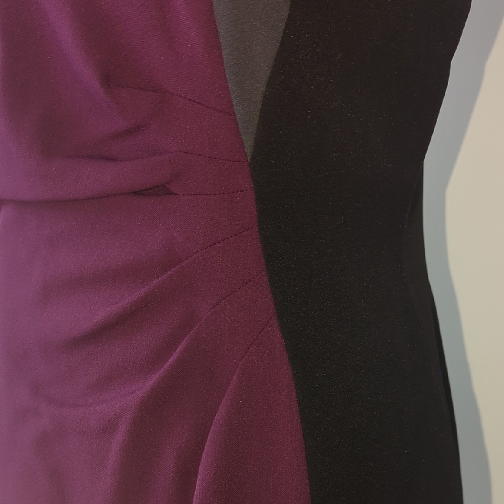 Tahari Purple and Gray Midi Dress Size 10 - Picture 3 of 13